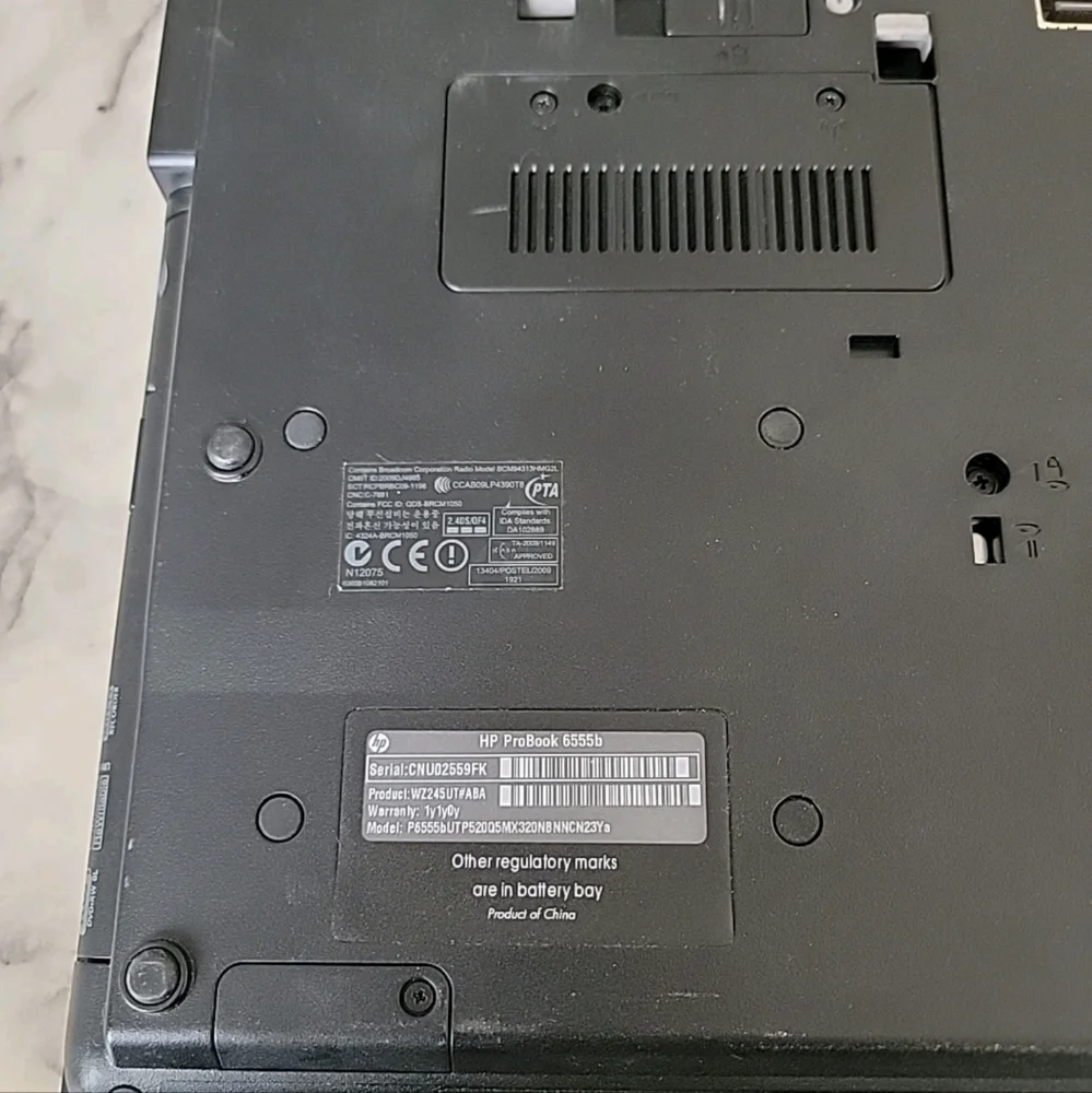 Hp Probook 6555b Laptop Window's 7 Pro. Powers On Hard Drive Wiped And Memory - Picture 6 of 8